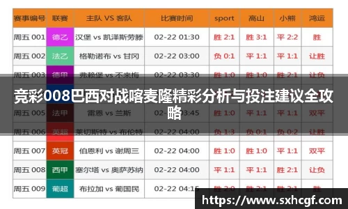 竞彩008巴西对战喀麦隆精彩分析与投注建议全攻略